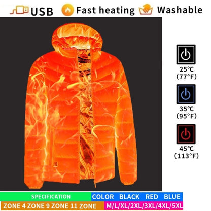 9 Zone Double Control Blue USB Winter Electric Heated Jacket Warm Thermal Jacket, Size: XL - Down Jackets by buy2fix | Online Shopping UK | buy2fix