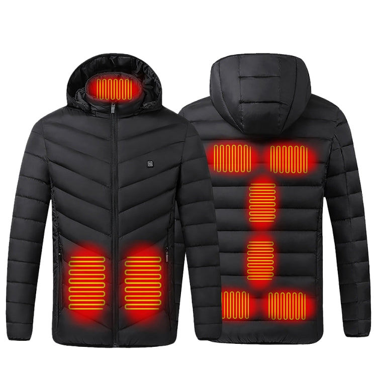 9 Zone Double Control Black USB Winter Electric Heated Jacket Warm Thermal Jacket, Size: XL - Down Jackets by buy2fix | Online Shopping UK | buy2fix