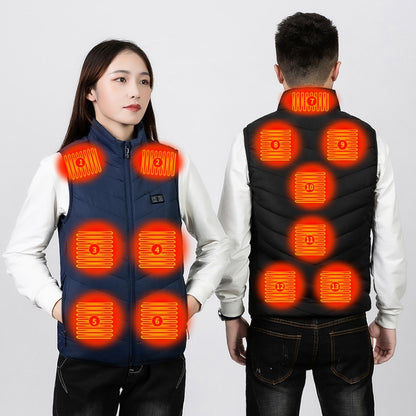 11 Area Double Control Black USB Electric Heating Undershirt Intelligent Warm Vest(XL) - Down Jackets by buy2fix | Online Shopping UK | buy2fix