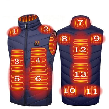 13  Area Double Control  Blue USB Electric Heating Undershirt Intelligent Warm Vest(S) - Down Jackets by buy2fix | Online Shopping UK | buy2fix