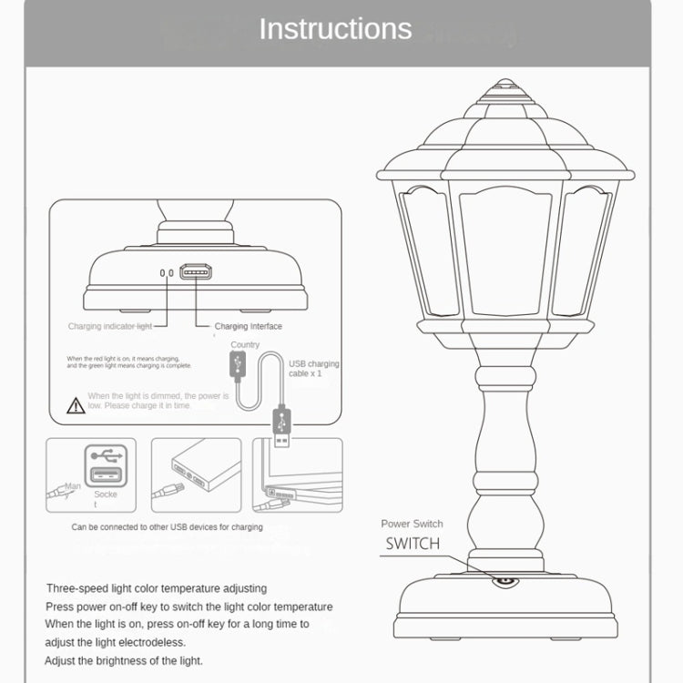 GIVELONG Retro Table Lamp USB Charging Small Night Light, Style: 320-2 Yellow - Bedside Light by GIVELONG | Online Shopping UK | buy2fix