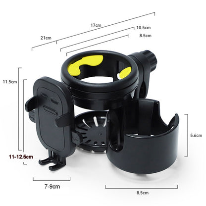 3 IN 1 Universal Baby Stroller Mobile Phone Cup Holder Motorcycle Water Cup Holder(Black) - Strollers Accessories by buy2fix | Online Shopping UK | buy2fix