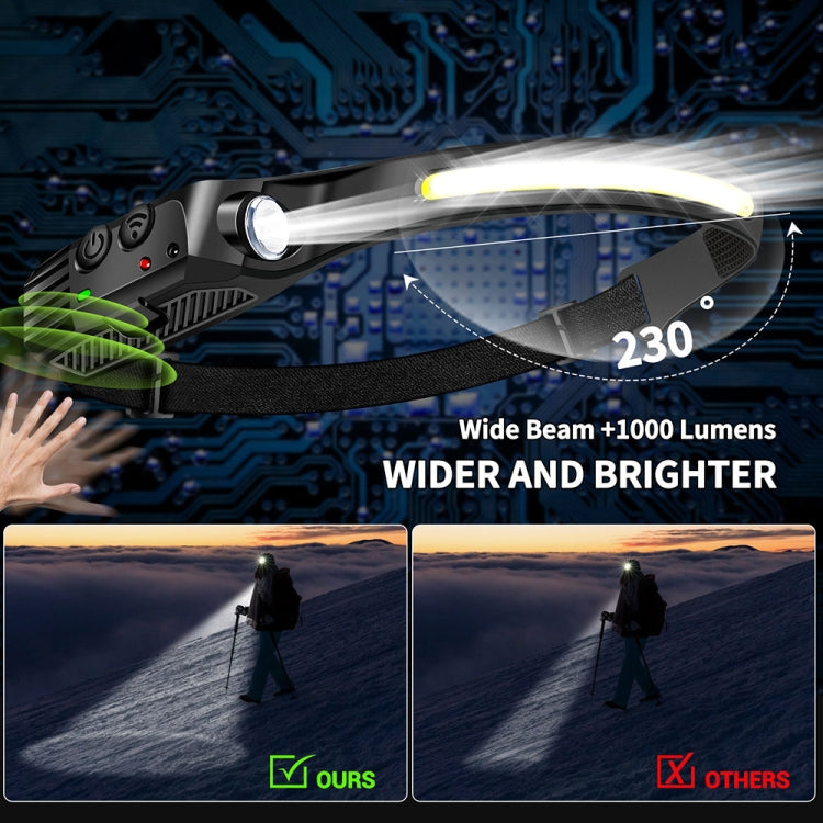 W689-2 White+Warm Light  USB Rechargeable Motion Sensor Headlamp COB Outdoor Fishing Flashlight - Headlamp by buy2fix | Online Shopping UK | buy2fix