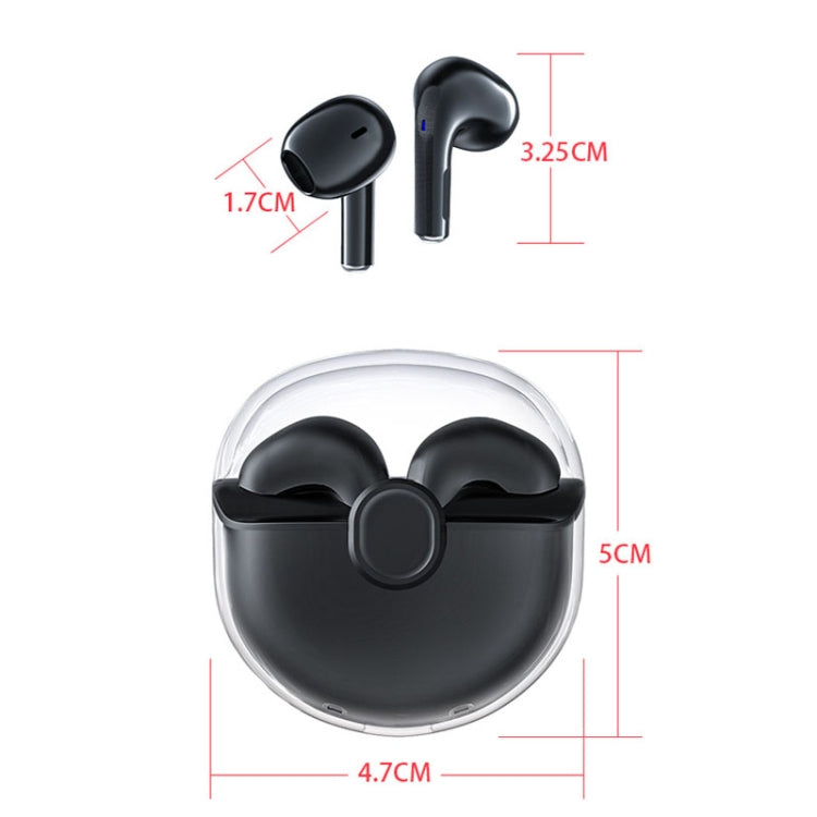 Transparent Semi-In-Ear Stereo Touch Waterproof Noise Reduction Bluetooth Earphones, Color: Black - Bluetooth Earphone by buy2fix | Online Shopping UK | buy2fix