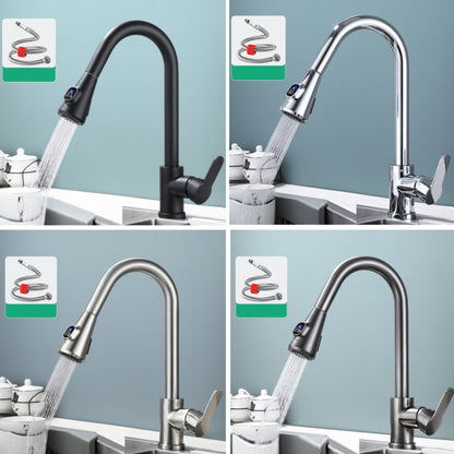 Kitchen Pull-out Universal Telescopic Hot & Cold Water Faucet, Specification: Copper Digital Display Gray - Faucets & Accessories by buy2fix | Online Shopping UK | buy2fix