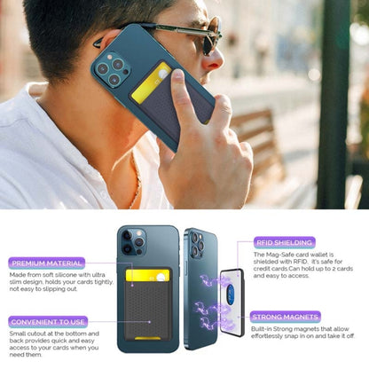 For IPhone 12 / 13 / 14 Series AhaStyle PT133 Mobile Phone Magnetic Silicone Card Case(Midnight Blue Matte) - Others Accessories by AhaStyle | Online Shopping UK | buy2fix