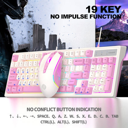 K-Snake Wired E-Sports Keyboard Mouse Mechanical Feel 98 Key Desktop Computer Notebook Keyboard, Style: Keyboard+Mouse (Pink) - Wired Keyboard by K-Snake | Online Shopping UK | buy2fix