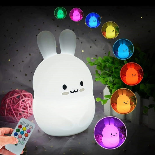 Rabbit Silicone Pat Night Light Children Gift Color Changing Lamp, Specification: Charging Remote Control - Night Lights by buy2fix | Online Shopping UK | buy2fix