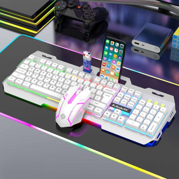 K-Snake Mechanical Feel Keyboard Mouse Kit USB Wired 104 Keycaps Computer Keyboard, Style: Keyboard+Mouse (White) - Wired Keyboard by K-Snake | Online Shopping UK | buy2fix