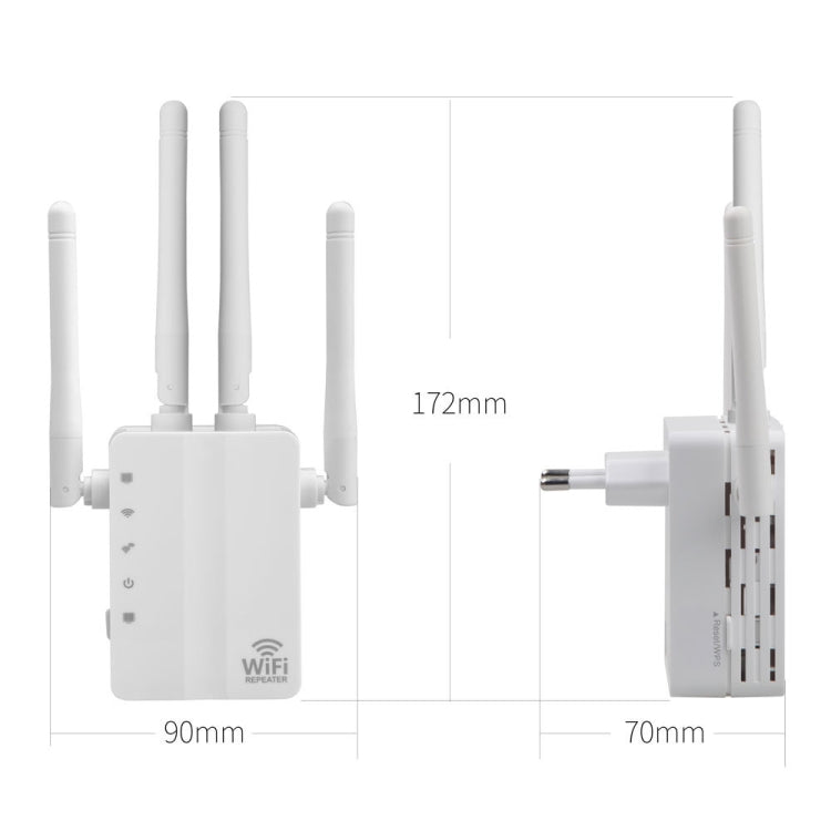 5G/2.4G 1200Mbps WiFi Range Extender WiFi Repeater With 2 Ethernet Ports EU Plug White - Broadband Amplifiers by buy2fix | Online Shopping UK | buy2fix