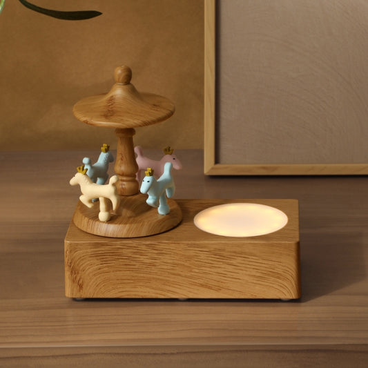 Carousel Shape Night Light Cute Wireless Bluetooth Speaker(Wood Grain) - Desktop Speaker by buy2fix | Online Shopping UK | buy2fix