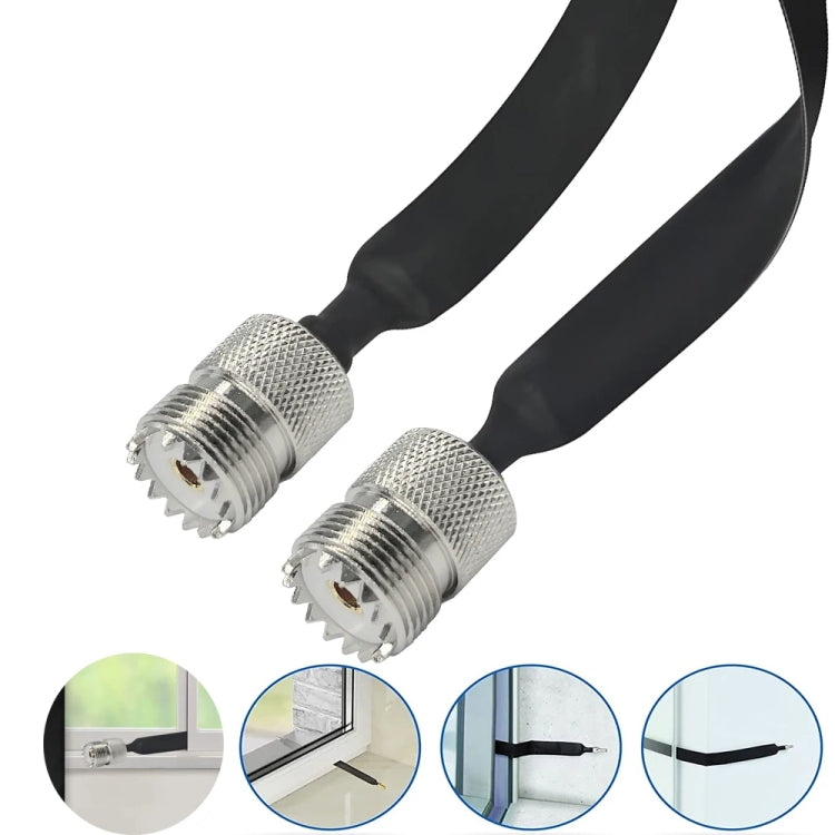 Window/Door Pass Through Flat RF Coaxial Cable UHF 50 Ohm RF Coax Pigtail Extension Cord, Length: 30cm(Female To Female) - Connectors by buy2fix | Online Shopping UK | buy2fix