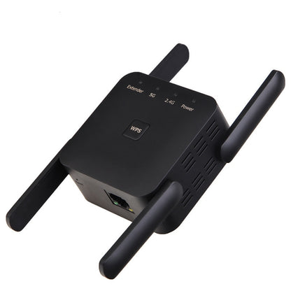 1200Mbps 2.4G / 5G WiFi Extender Booster Repeater Supports Ethernet Port Black UK Plug - Broadband Amplifiers by buy2fix | Online Shopping UK | buy2fix