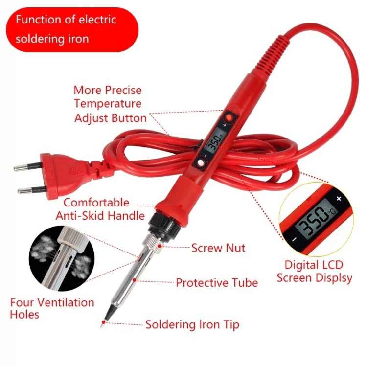 10pcs/ Set 80W Internal Heating Welding Digital Display Soldering Iron Temperature Adjustment Set, Model: Red US Plug - Electric Soldering Iron by buy2fix | Online Shopping UK | buy2fix