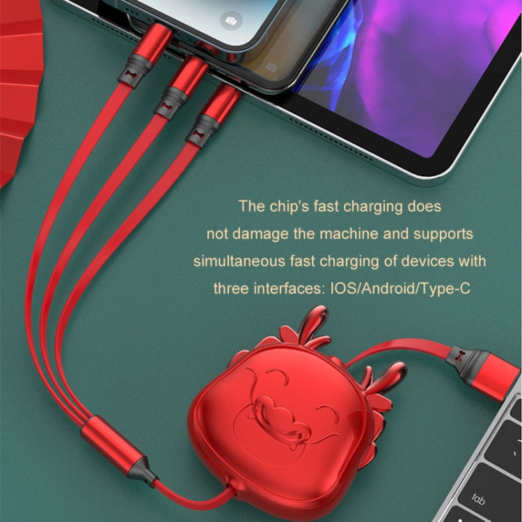 1.2m 3 in 1 Type-C / 8 Pin / Micro USB Super Fast Charging Retractable Mobile Phone Charging Data Cable - Multifunction Cable by buy2fix | Online Shopping UK | buy2fix