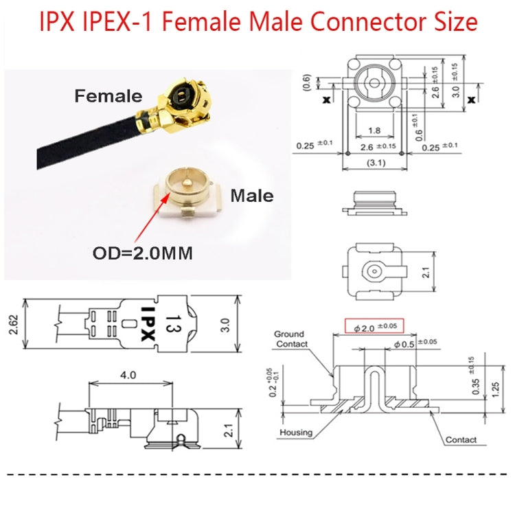 1 In 3 IPX To RPSMAK RG178 Pigtail WIFI Antenna Extension Cable Jumper(20cm) - Connectors by buy2fix | Online Shopping UK | buy2fix