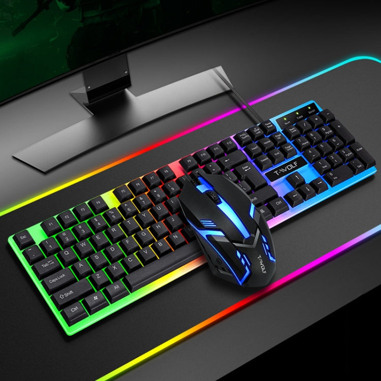 T-WOLF TF230 Colorful Light Effect Game Office Computer Wired Keyboard and Mouse Kit(White) - Wired Keyboard by T-WOLF | Online Shopping UK | buy2fix