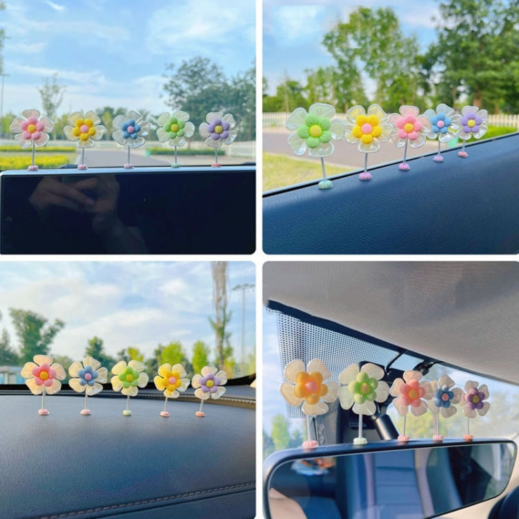 5pcs /Set Cute Cartoon Flower Car Shaking Ornament Car Dashboard Decoration, Style: Transparent Green Leaf - Ornaments by buy2fix | Online Shopping UK | buy2fix