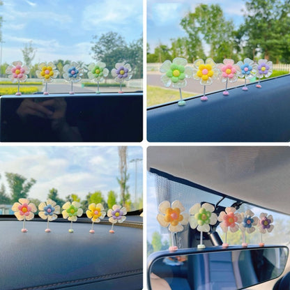 5pcs /Set Cute Cartoon Flower Car Shaking Ornament Car Dashboard Decoration, Style: Transparent Green Leaf - Ornaments by buy2fix | Online Shopping UK | buy2fix