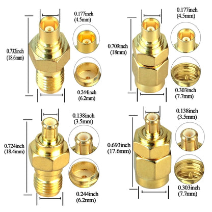 4pcs /Set SMA To MCX Connector Kit RF Coaxial Gold Plated Adapter - DVB-T & Simulation Antenna by buy2fix | Online Shopping UK | buy2fix