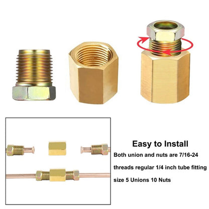 Replacement Brass Brake Line Accessories, Size: 3/8-24 Thread 3/16 Tube - Brake System by buy2fix | Online Shopping UK | buy2fix