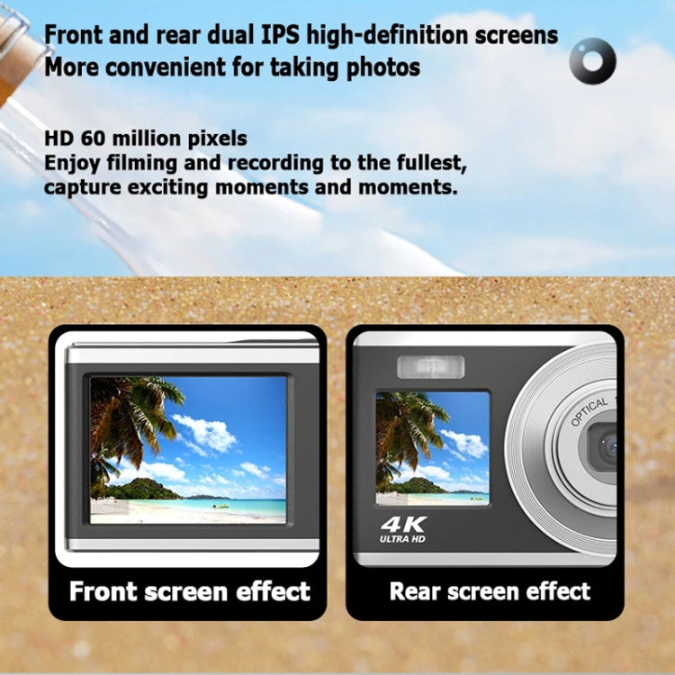 4K HD Optical Zoom Digital Camera 60MP Dual Screen Selfie Camera, No Memory(Silver) - Video Cameras by buy2fix | Online Shopping UK | buy2fix