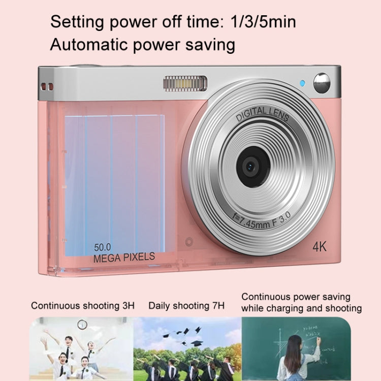 50 MP HD Camera 4K Video Retro Vlog Self-Shooting Camera(Pink) - Video Cameras by buy2fix | Online Shopping UK | buy2fix