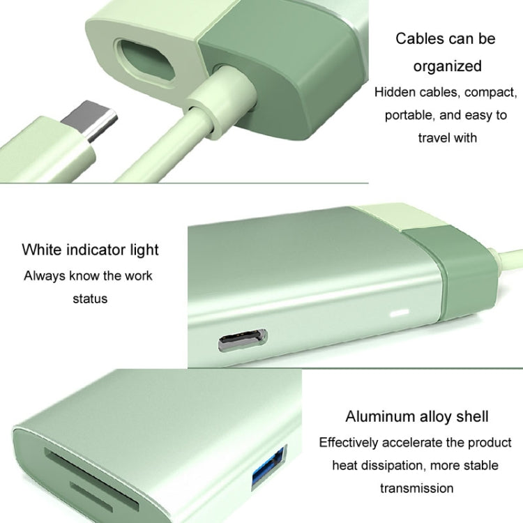 BS7A 7 In 1 Type-C Docking Station Multi-Function USB Hub Docking Station Converter(Green) - USB HUB by buy2fix | Online Shopping UK | buy2fix