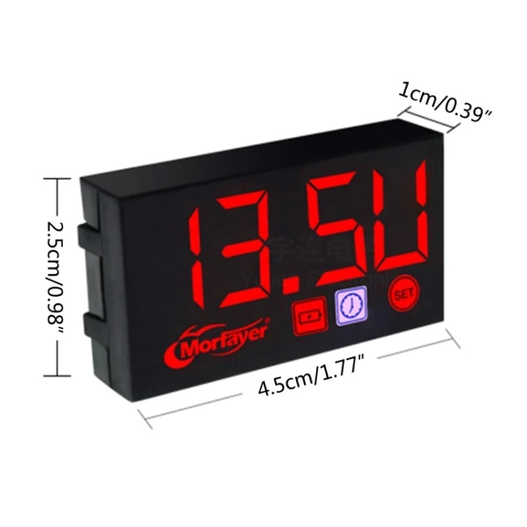 Compact LED Digital Display Time Voltmeter, Specification: 3 in 1 Red - Electrical Instruments by buy2fix | Online Shopping UK | buy2fix