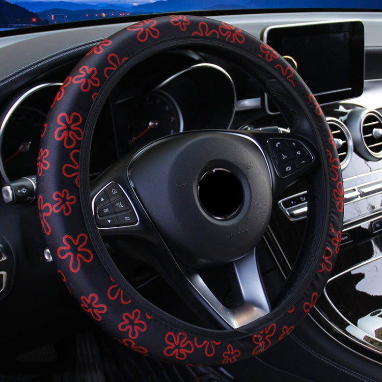 Car Steering Wheel Cover Printed Cloth Without Inner Elastic Band Cover, Pattern: Five Star Flower Red - Seat Accessories by buy2fix | Online Shopping UK | buy2fix