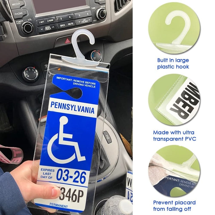 2pcs PVC Transparent Hook Bag Disability Placard Parking Sign Bag(29.5x12.7x0.4mm) - Parking Card by buy2fix | Online Shopping UK | buy2fix