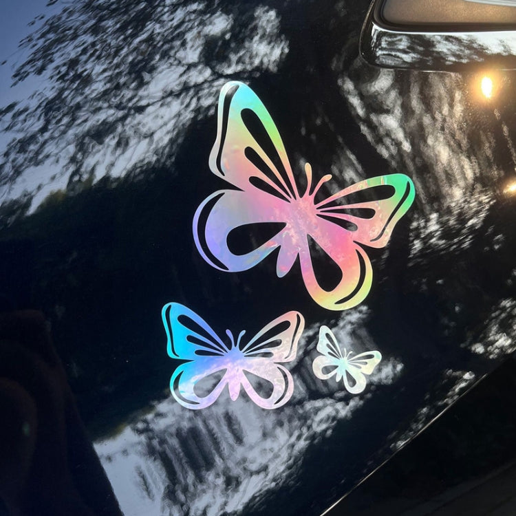 3pcs /Set Butterfly Hollow Car Scratch Decorative Fuel Tank Cap Sticker(Reflective White) - Decorative Sticker by buy2fix | Online Shopping UK | buy2fix