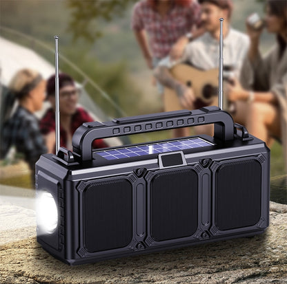 DV-860 Dual-Solar Flashlight Bluetooth Speaker FM Card Radio(Blue) - Radio Player by buy2fix | Online Shopping UK | buy2fix