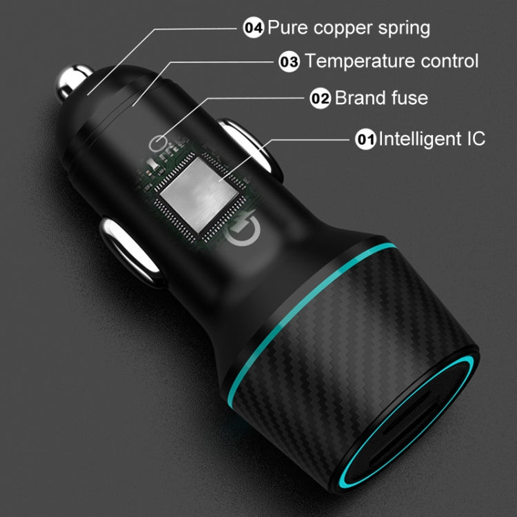 QIAKEY Dual Fast Charging Charger One To Two Cigarette Lighter, Size: TH218 36W(Black) - Car Charger by QIAKEY | Online Shopping UK | buy2fix