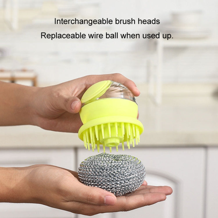 Kitchen Press Stain Removal Brush With Soap Dispenser Descaling Cleaning Pot Brush(White) - Cleaning Tools by buy2fix | Online Shopping UK | buy2fix