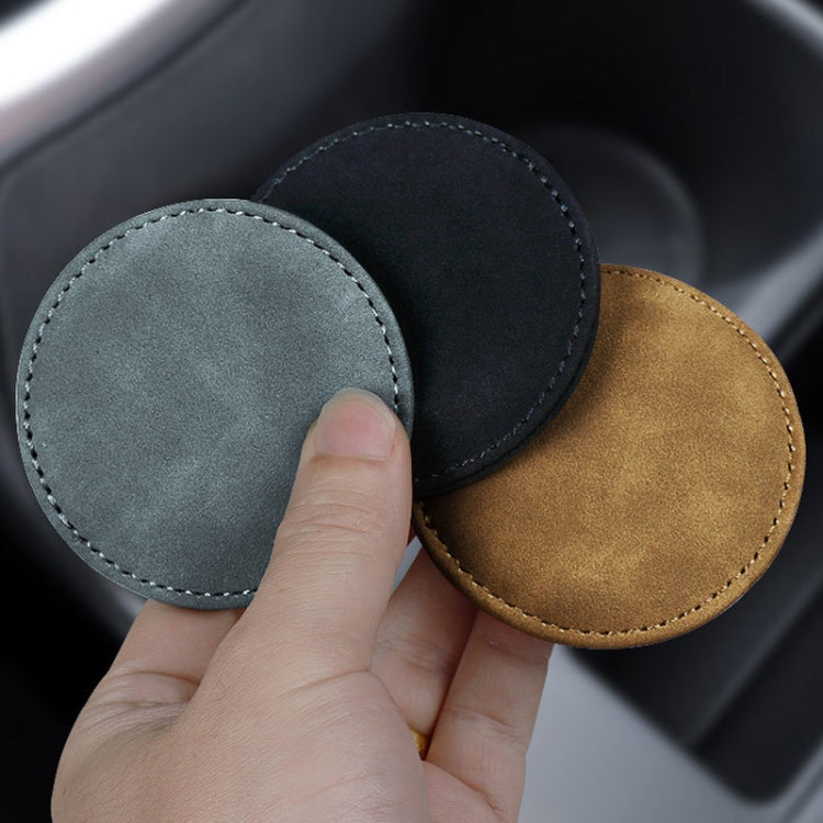 2pcs/ Set Car Suede Anti-Slip Water Coaster Car Interior Decoration(Brown) - Car Drink Holders by buy2fix | Online Shopping UK | buy2fix