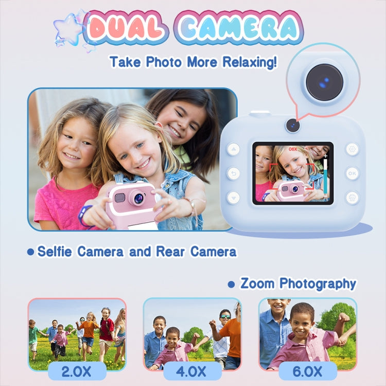 M8 2.4-Inch 1080P HD 2400W Pixel Dual-Camera Children Thermal Printing Camera, Color: Blue - Children Cameras by buy2fix | Online Shopping UK | buy2fix