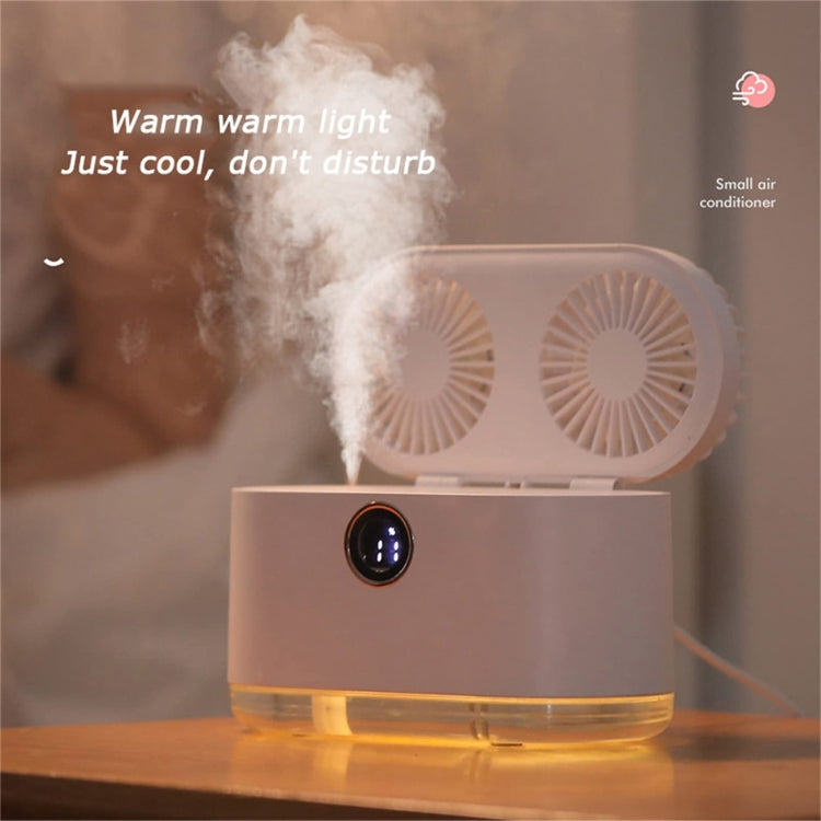 WT-818 Dual-leaf Spray Smart Digital Display Desktop Fan Night Light Humidification Cooler(White) - Electric Fans by buy2fix | Online Shopping UK | buy2fix