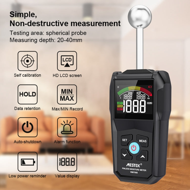 MESTEK WM700B Non -Contact Wood Moisture Detector With LCD Screen Alarm Function - PH & Moisture Meter by MESTEK | Online Shopping UK | buy2fix