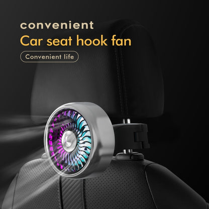 FE052 RGB Color Light USB Plug-in Clip-on Car Rear Seat Headrest Fan(Black Silver) - Heating & Fans by buy2fix | Online Shopping UK | buy2fix