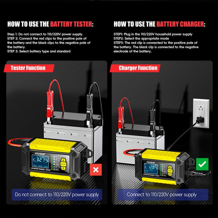 FOXSUR Cars Motorcycles 12V Lithium Cattery Charger With Battery Detection(EU Plug) - Battery Charger by FOXSUR | Online Shopping UK | buy2fix