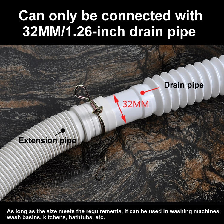 3m Diameter 32mm Extended Drain Hose for Washing Machine / Kitchen Basin / Bathtub - Washing Machines & Accessories by buy2fix | Online Shopping UK | buy2fix