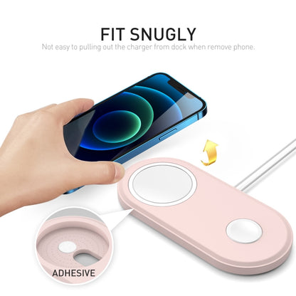 For Apple Watch / iPhone AhaStyle PT135 2 In 1 Silicone Wireless Charging Base(Pink) - Charger / Holder by AhaStyle | Online Shopping UK | buy2fix