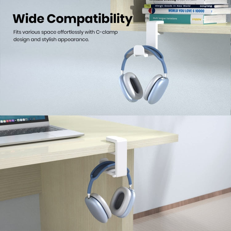 Deskside Clip 360 Degree Rotatable Headphone Holder(White) - Headset Stand by buy2fix | Online Shopping UK | buy2fix