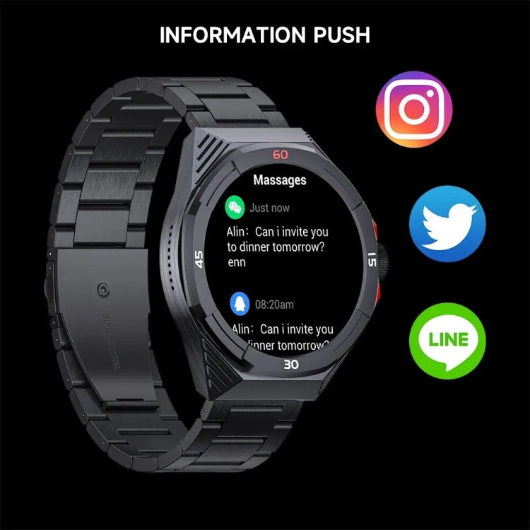 LOKMAT COMET2 PRO 1.46-Inch 5ATM Waterproof Bluetooth Call Smart Watch, Color: Black Stainless Steel - Smart Watches by LOKMAT | Online Shopping UK | buy2fix