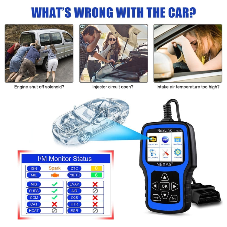 Nexas NL101 Universal OBD2 Scanner Diagnostic Tool & Battery Tester With OBDII - Code Readers & Scan Tools by Nexas | Online Shopping UK | buy2fix