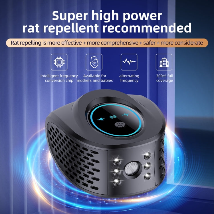 QSQ218 Multifunctional LED Household Indoor High-power Ultrasonic Mouse Repellent UK Plug(Black) - Repellents by buy2fix | Online Shopping UK | buy2fix