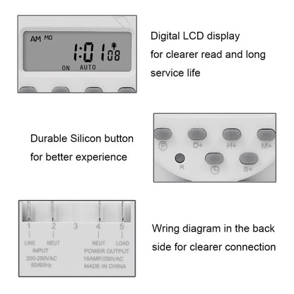 SINOTIMER CN101S-4 12V 1 Second Interval Digital LCD Timer Switch 7 Days Weekly Programmable Time Relay - Switch by SINOTIMER | Online Shopping UK | buy2fix