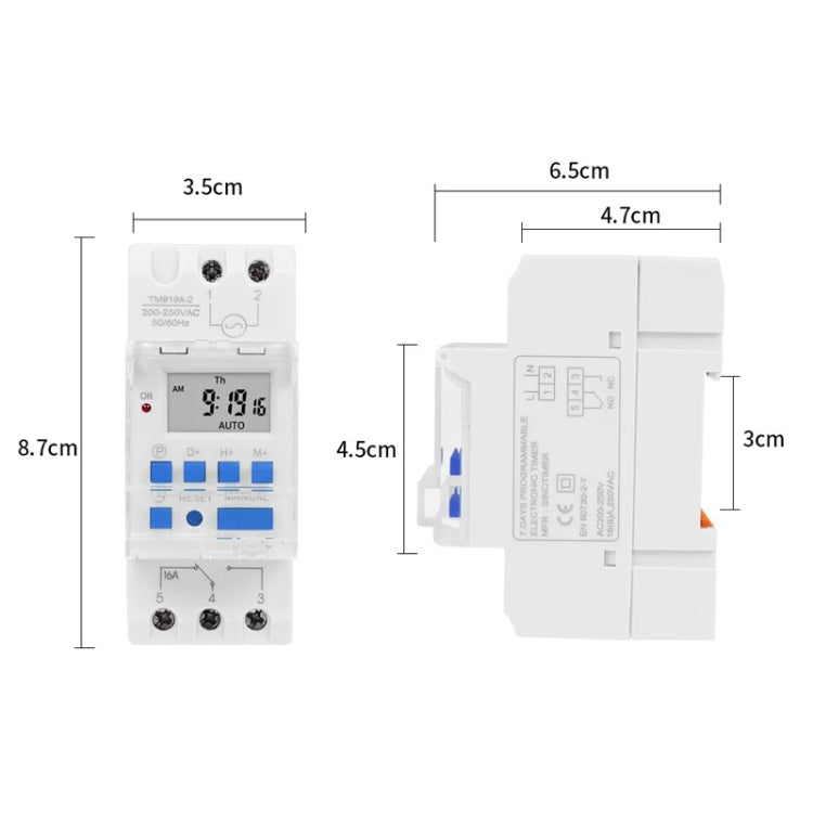 SINOTIMER TM919AK 85-265V AC 16A Din Rail Mount Digital Timer Switch Microcomputer Weekly Programmable Time Relay Control - Switch by SINOTIMER | Online Shopping UK | buy2fix