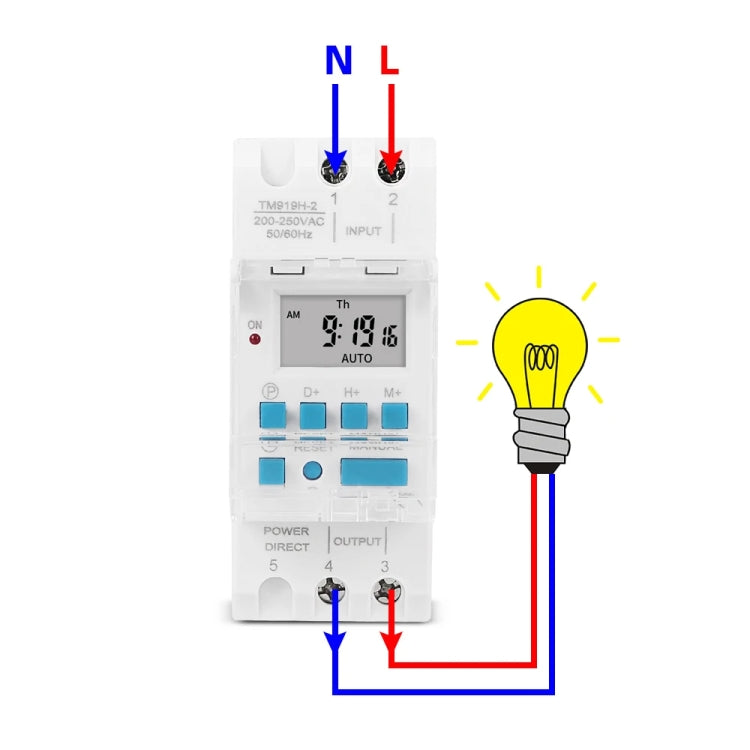 SINOTIMER TM919H-2 220V 16A DIN Rail 4 Pins Voltage Output Digital Switch Timer Automatic Cycle Timing Controller - Switch by SINOTIMER | Online Shopping UK | buy2fix